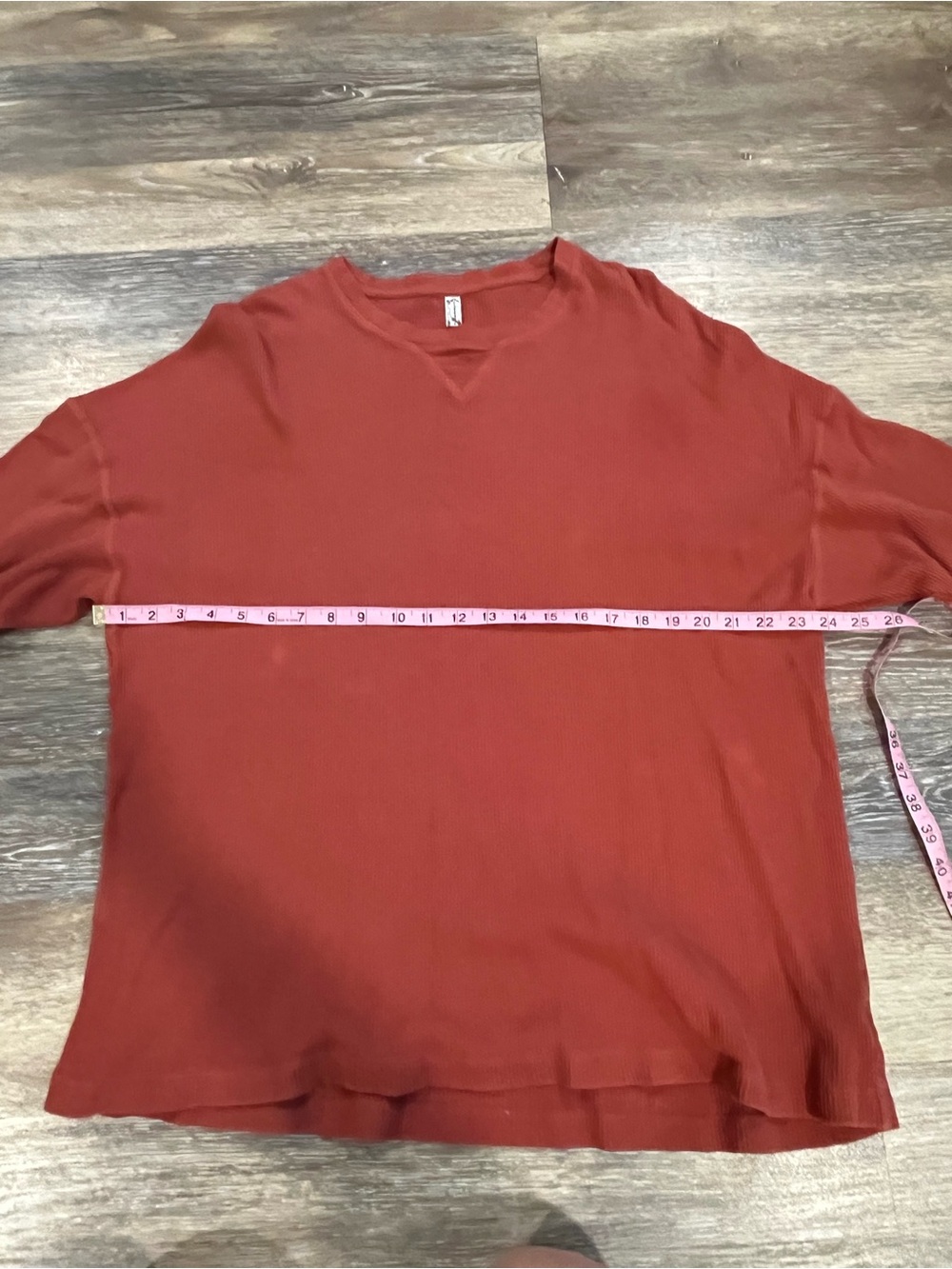 Free People Ribbed Long Sleeve Top in Rust Red